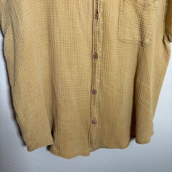Vanilla Star Blouse Women's XL Gauze Button Up Short Sleeve Sheer Collared Top - Picture 3 of 8